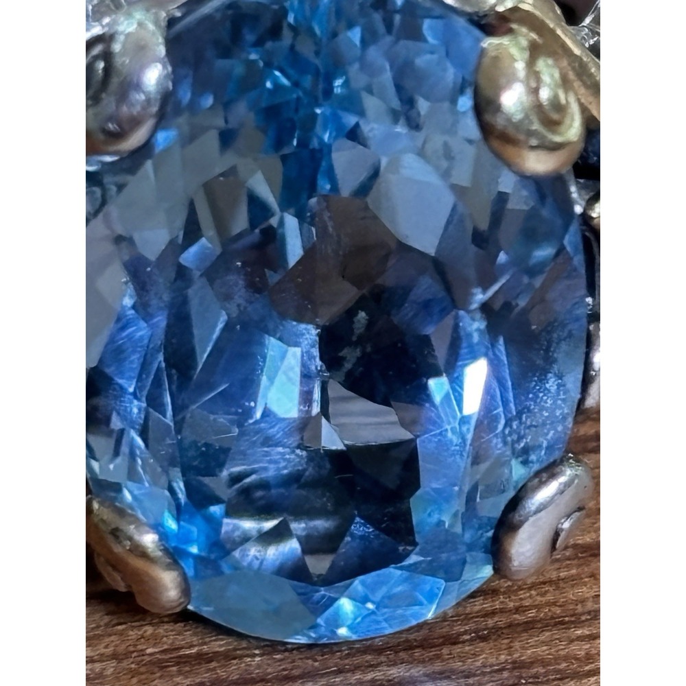 Barbara Bixby 18K Gold & Sterling Silver Blue Topaz Vine Leaf Ring Size 7 - Picture 4 of 15